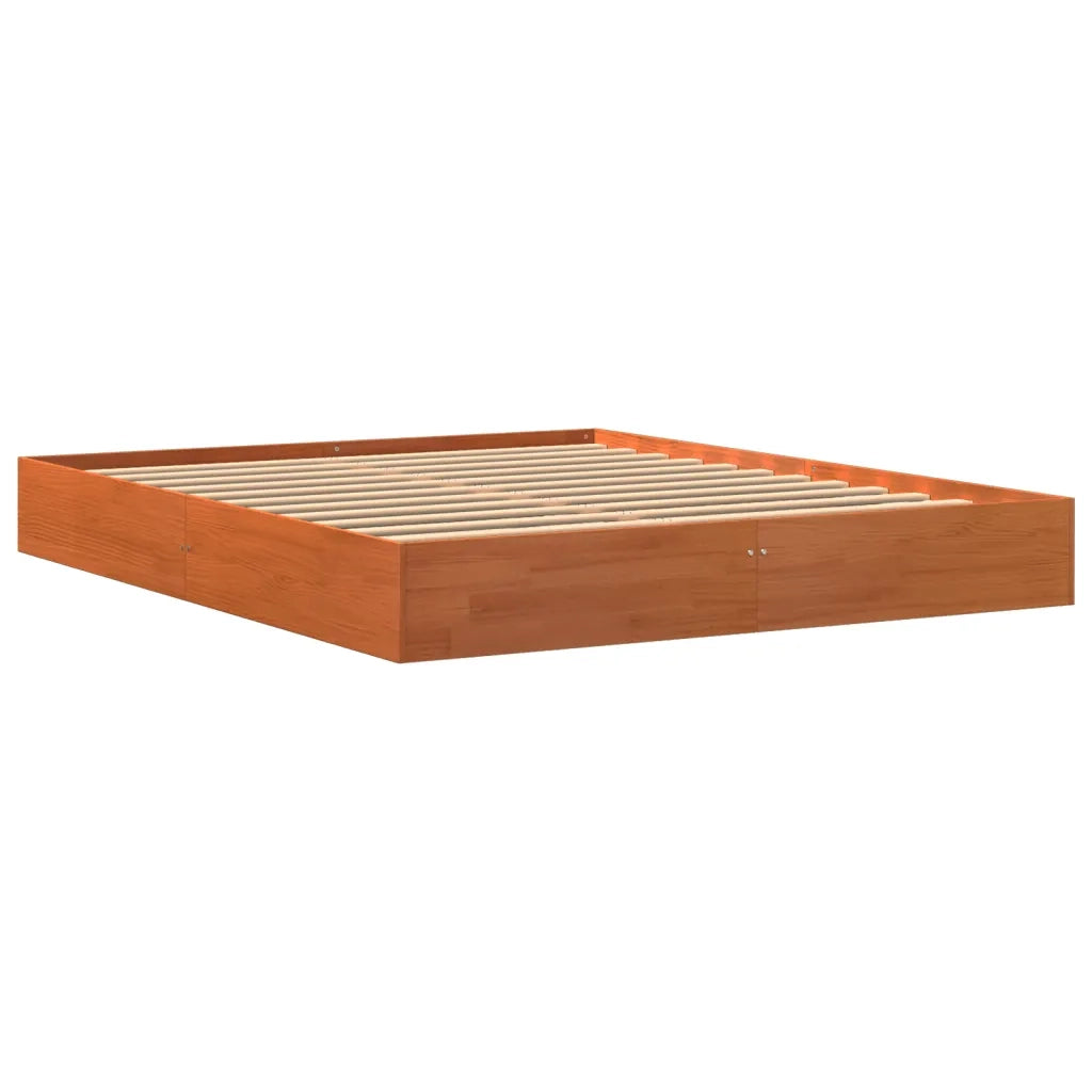 Giroletto senza Materasso-Struttura Letto Marrone Cera 160x200 cm Legno di Pino 516645