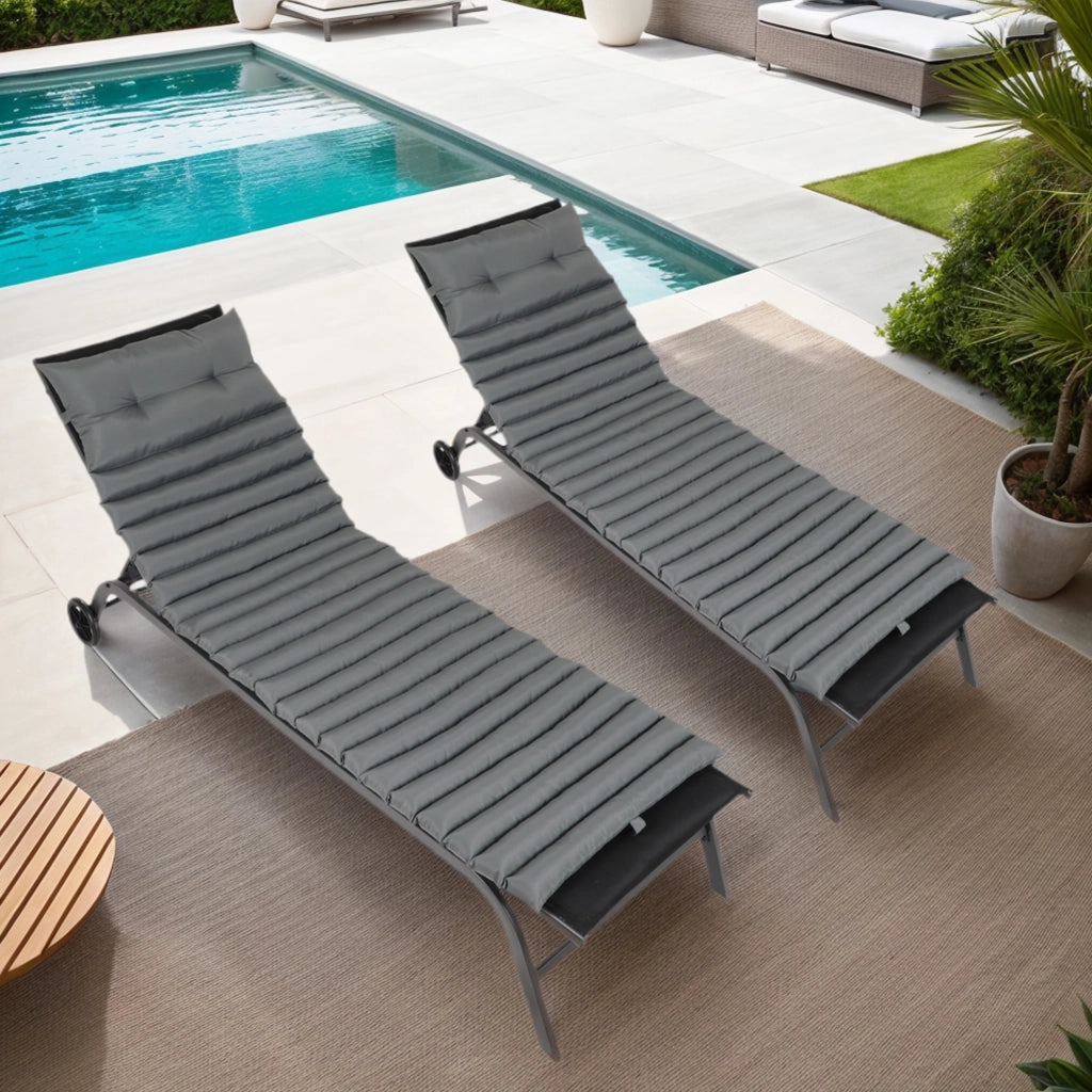 Set 2 Cuscini per Sedie a Sdraio da Giardino ¨C Xylo ¨C Grigio