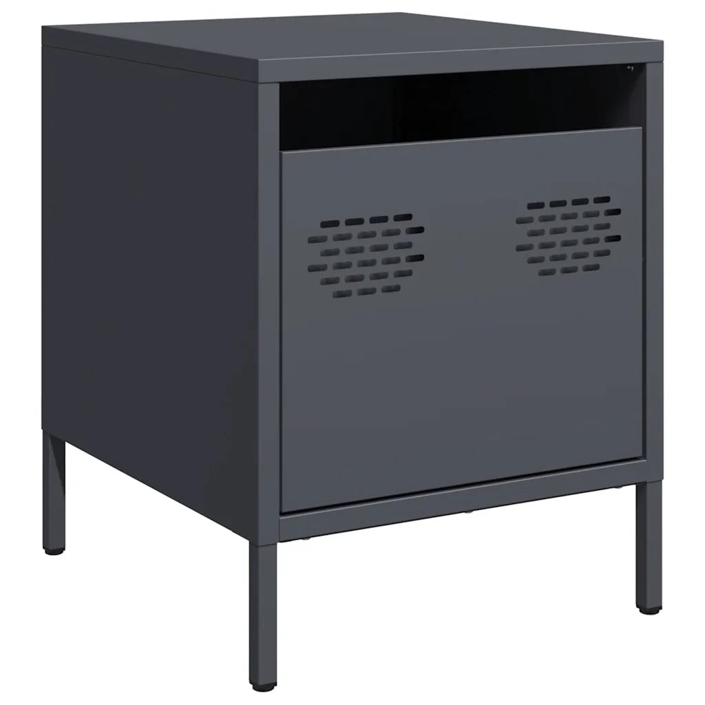 Set di 2 Comodini | Armadio da Notte | Mobiletto da notte Antracite 35x39x43,5 cm in Acciaio