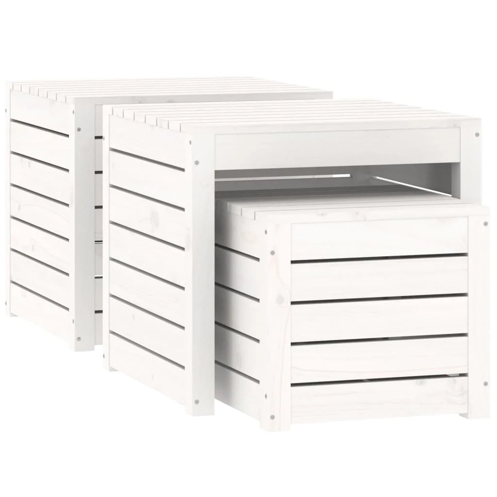 Set di 3 contenitori da giardino in legno massello di pino bianco 02_0013174