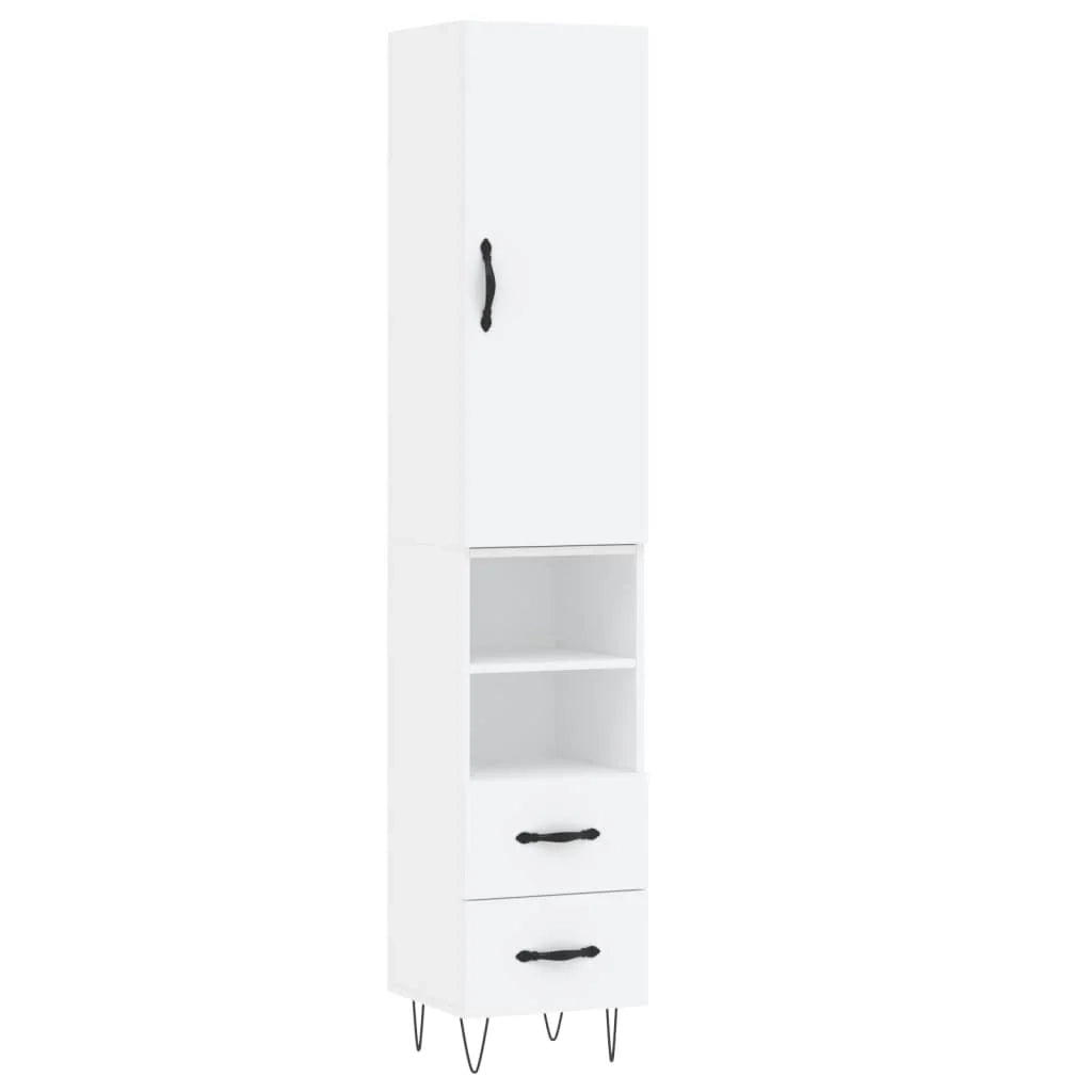 Buffet credenza cassettiera mobiletto mobile contenitore organizer per cucina soggiorno salotto alto 34,5 x 34 x 180 cm legno ingegnerizzato bianco 02_0032345