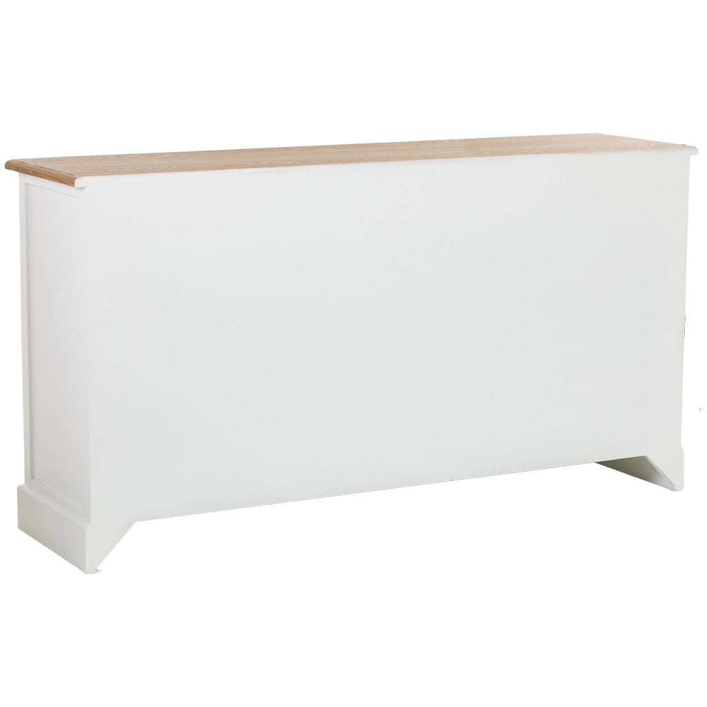 Credenza in legno bianco con 4 cassetti e 4 ante, 150x40x80,5h cm