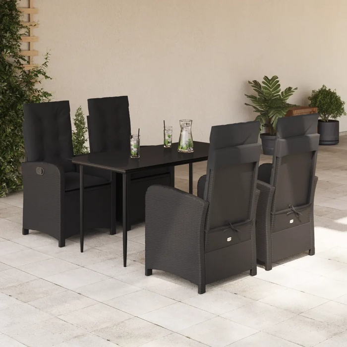 Set da Pranzo da Giardino 5 pz Nero con Cuscini in Polyrattancod mxl 111382
