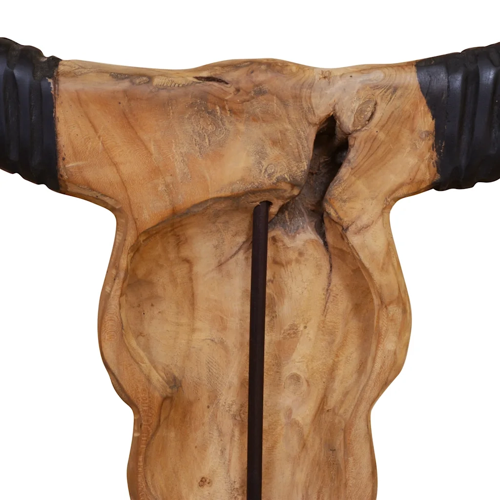 Scultura Teschio di Toro in Teak 66x15x88 cm 244566