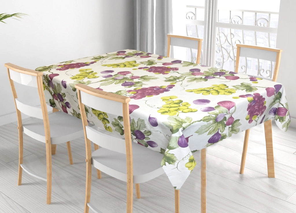 Tovaglia Per Salotto Cucina Tavolo 100% Cotone Made In Italy Uva E Fichi  RP - 140x140 - Uva e fichi