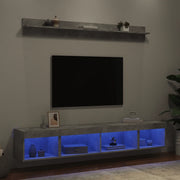 Mobili TV a Muro con LED 5pz Grigio Cemento Legno Multistrato 3216685