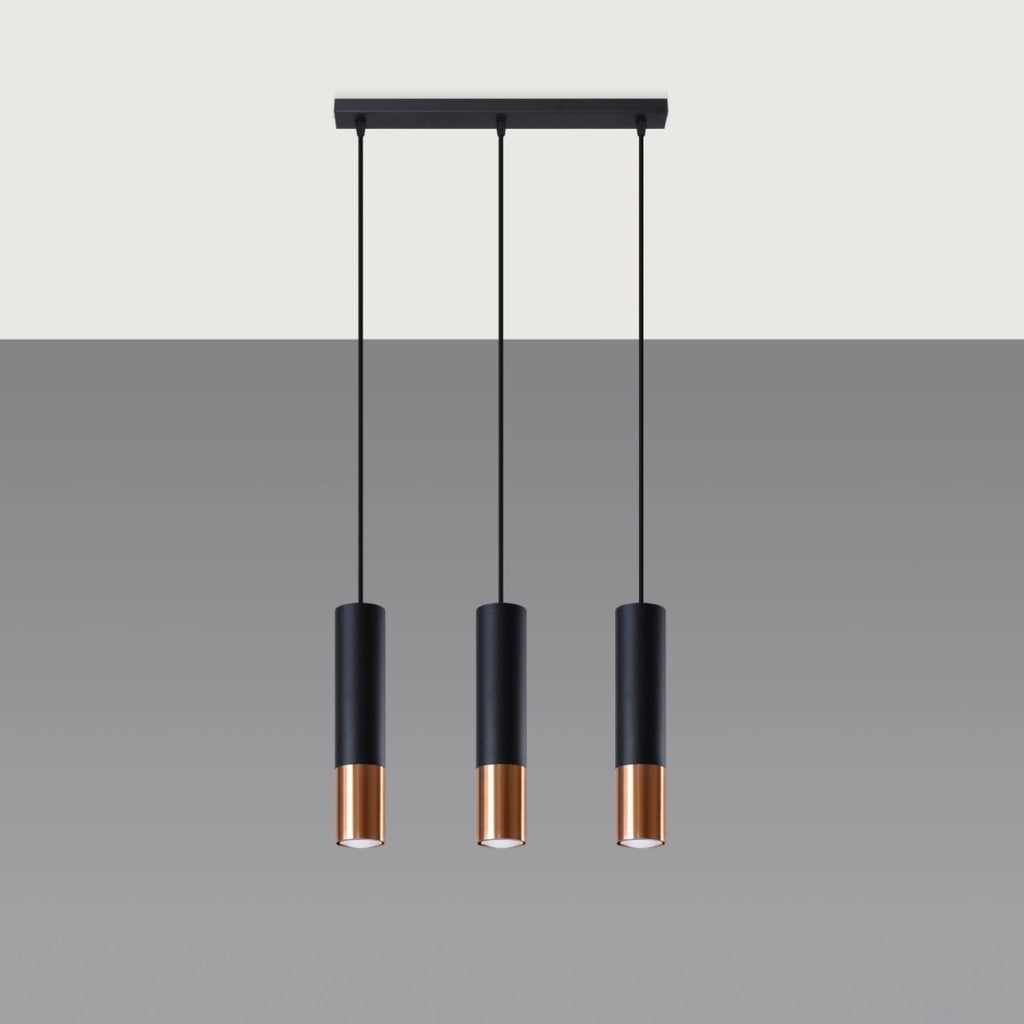 Lampadario SPIREXEZ GIRALO Pure Lume 3 luci GU10 nero/rame
