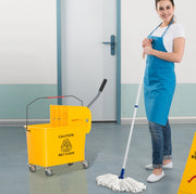 Secchio lavapavimenti da 20 L con strizzatore, doppia vasca e ruote