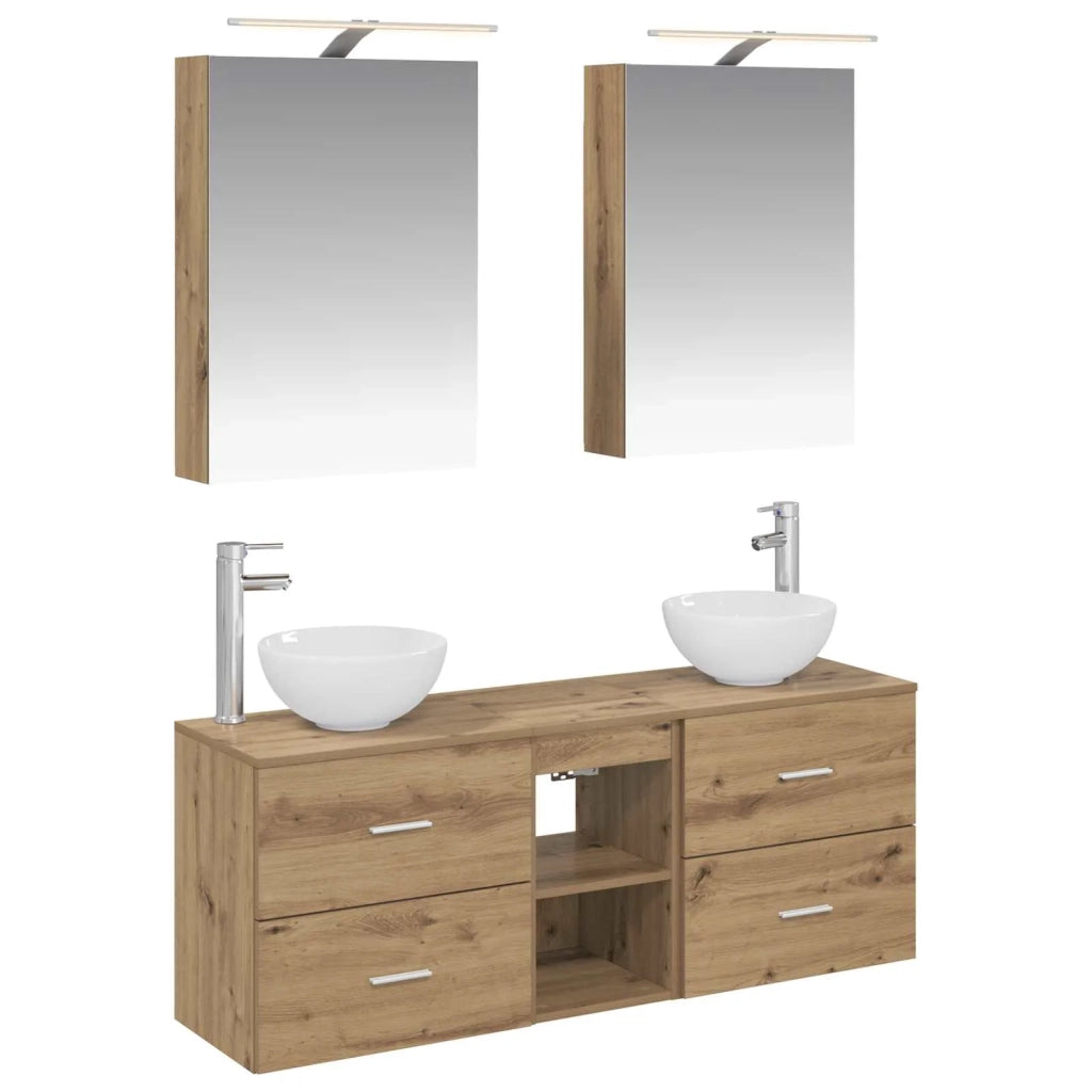 Set di Armadi da Bagno 5 pcs Rovere Artigianale 3406678