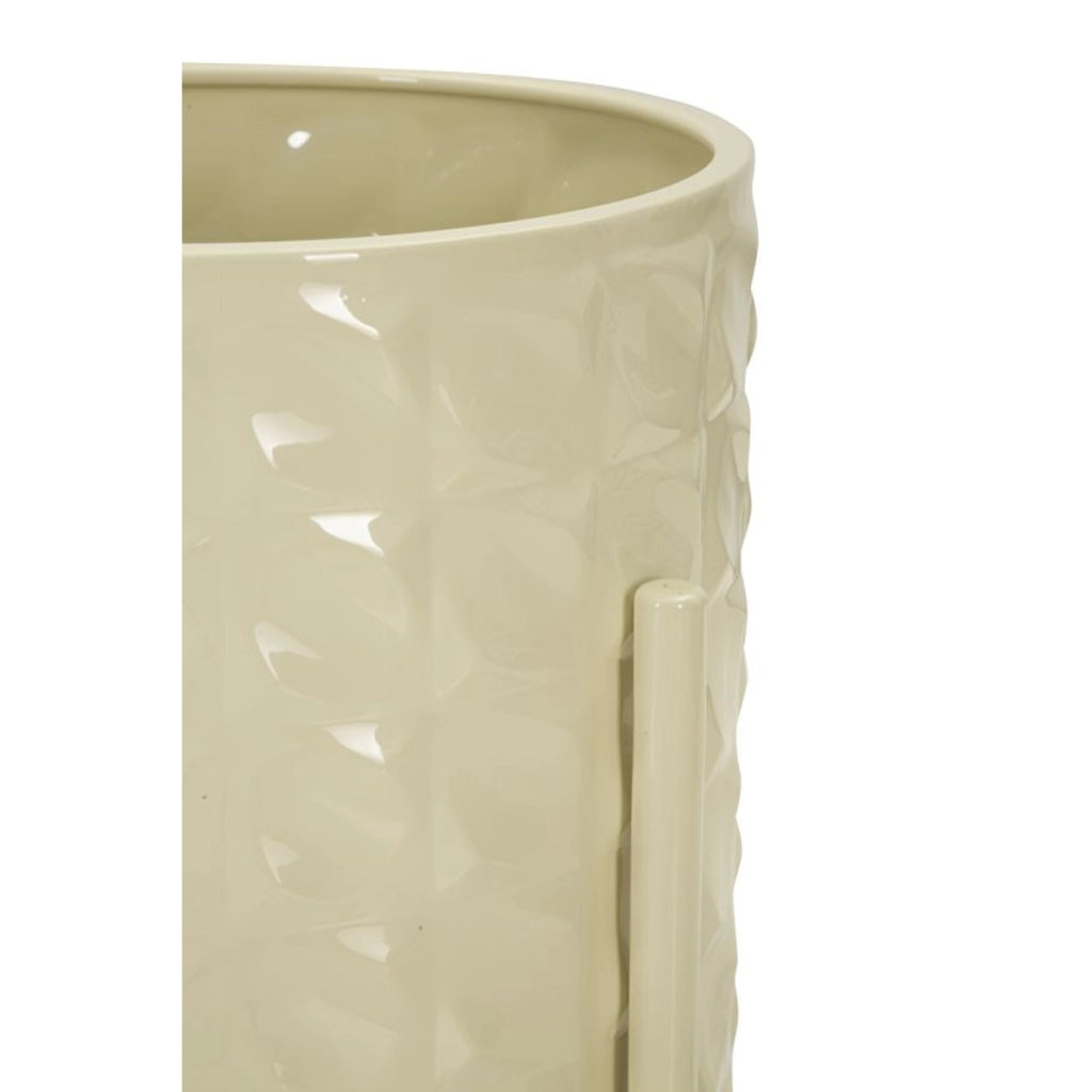 Set di 3 Vasi per Piante VKH427, Beige, Metallo, 36x36x56,5 cm
