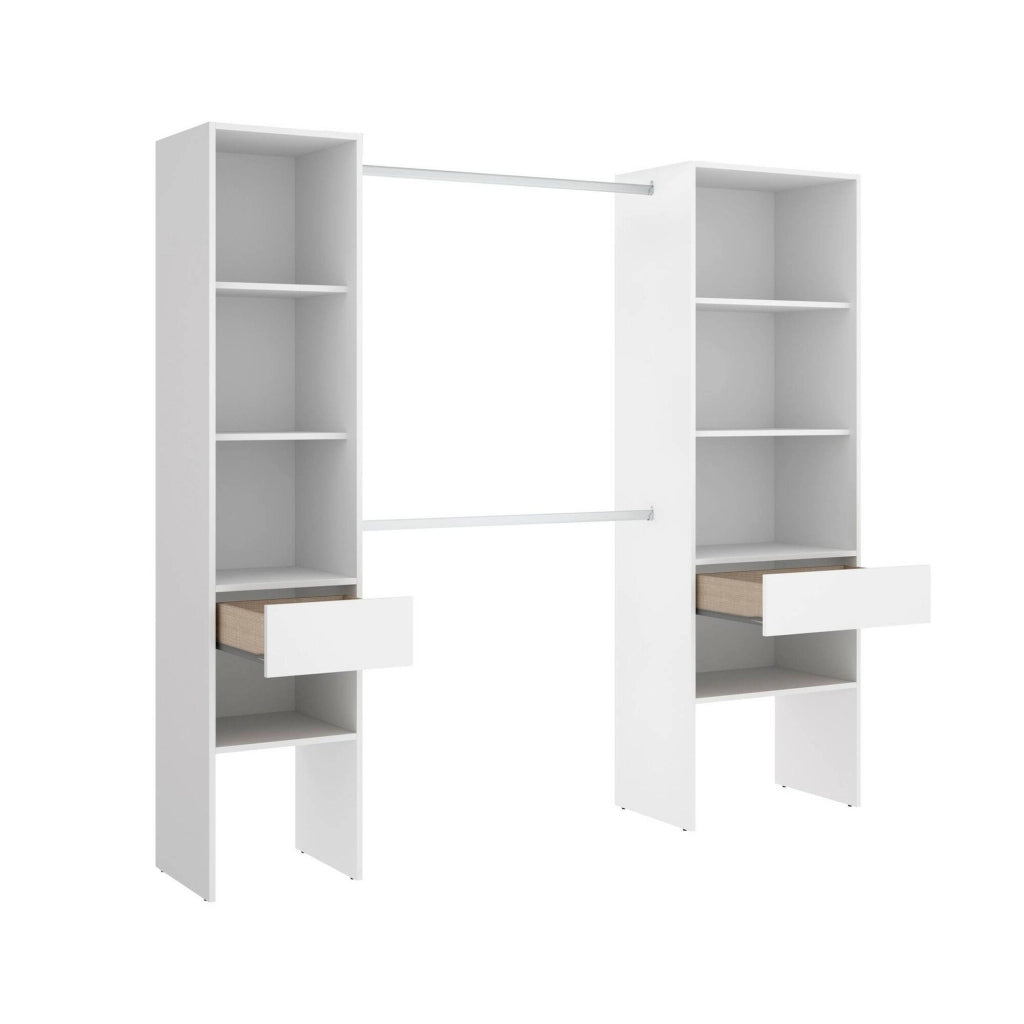 Guardaroba grande Siony, Mobile camera da letto, Cabina armadio portabiti, Armadio appendiabiti, 160x50 h185 cm, Bianco