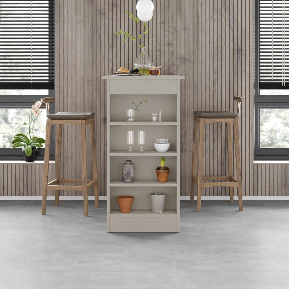 Tavolo da Bar con 4 Ripiani e Portaoggetti Sabbia Salvaspazio 117x54x102 cm