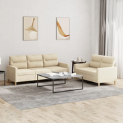 vidaXL Set di Divani 2 pz con Cuscini Crema in Tessuto