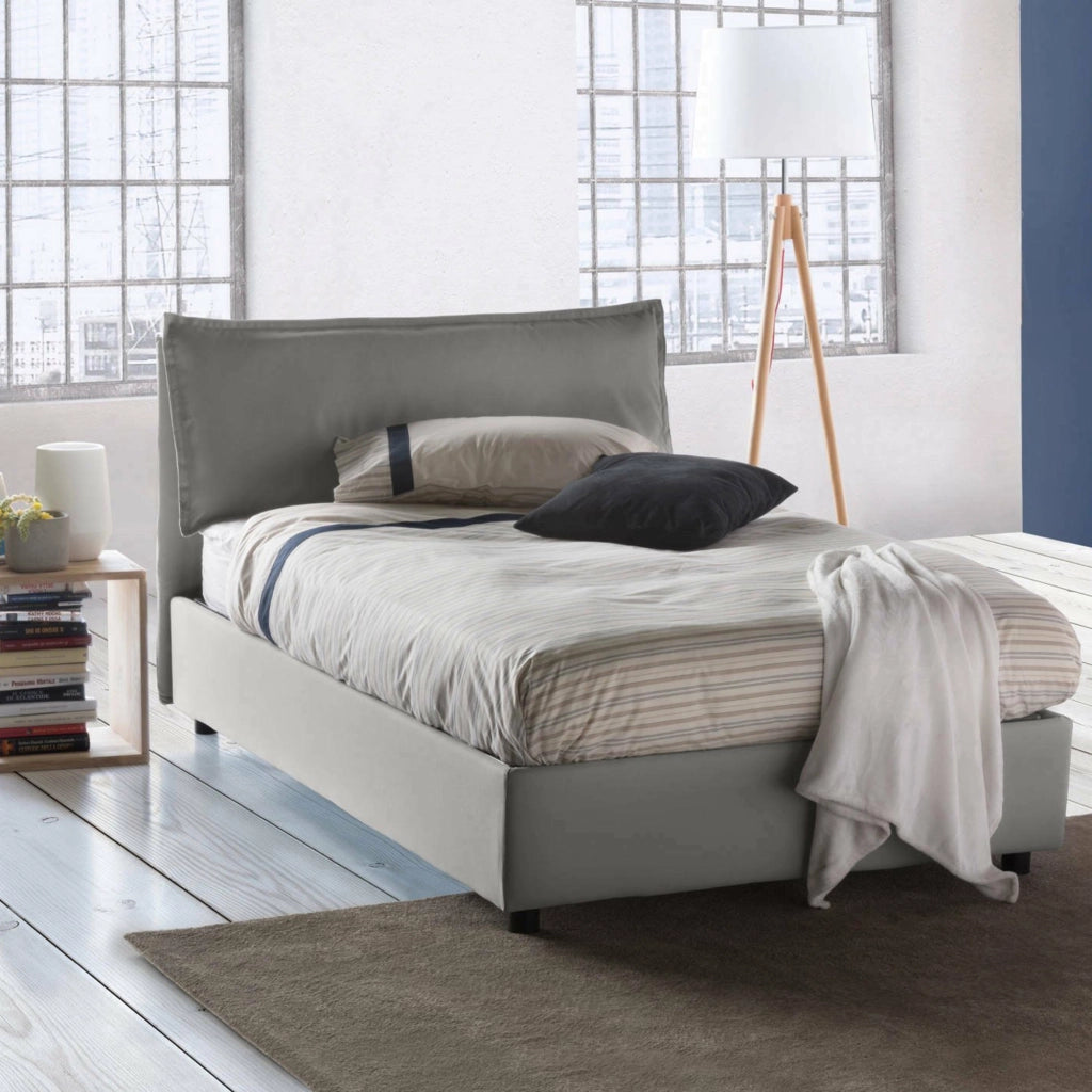 Arnaldo, Letto Piazza e Mezza Sfoderabile Made in Italy, Grigio