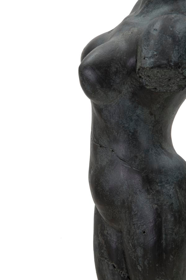 Scultura Museum Woman 19x17x50 cm in Poliresina e Ferro Nero