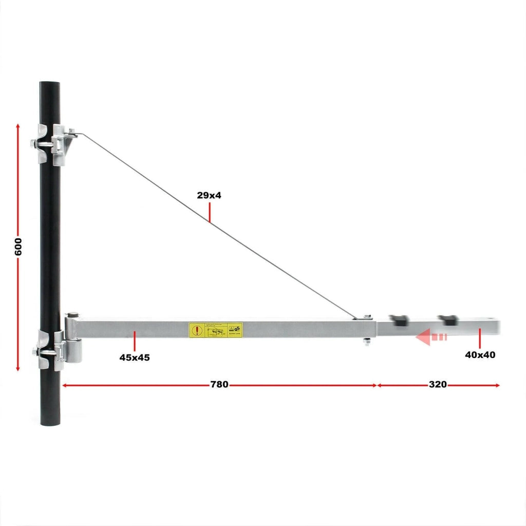 Supporto per paranco di sollevamento a braccio girevole 600g 110cm cavo verricello fissaggio braccio 16_0002386