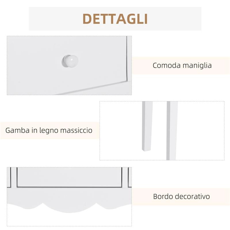 TAVOLO CONSOLLE MODERNO DA INGRESSO IN MDF CON 3 CASSETTI, 100X32X85 CM, BIANCO