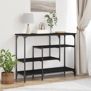 Tavolo Consolle Nero Quercia 100x35x75 cm Legno ingegnerizzato e Acciaio