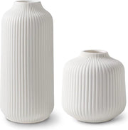 Vasi ceramici con solchi, decorazione moderna per vasi, per pampas, decorazione boho per vetrina, set di vasi, materiale: matite bianche per fiori, vaso per fiori come decorazione per abitazione per fiori freschi.