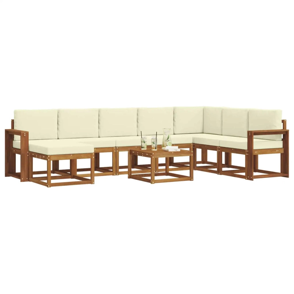 Set di divani da esterno con cuscino 9 pcs Naturale e Crema 3366853