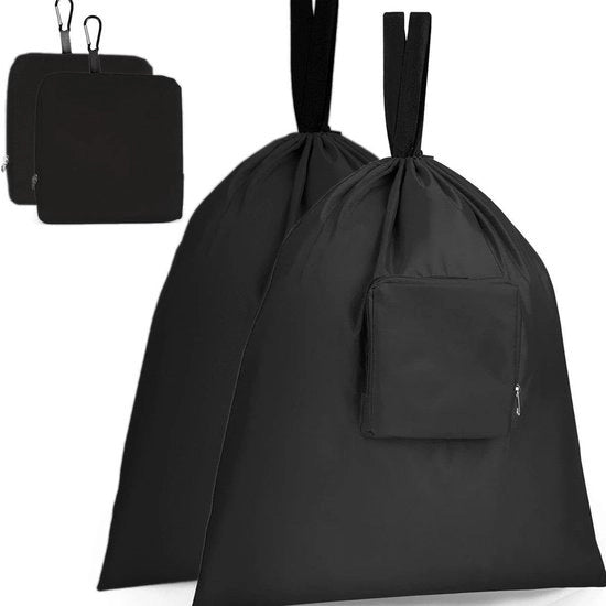 Sacchi di lavaggio pieghevoli da 2 pezzi - Tela di oxford resistente - Leggero - Sacchi di lavaggio per viaggio - Dimensioni 51 x 57 cm