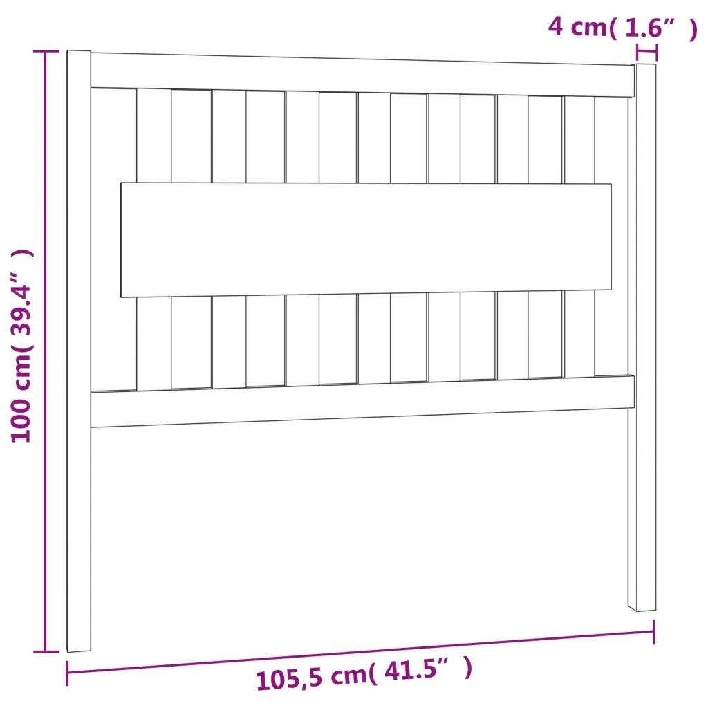 Testiera per Letto Grigia 105,5x4x100 cm Legno Massello di Pino