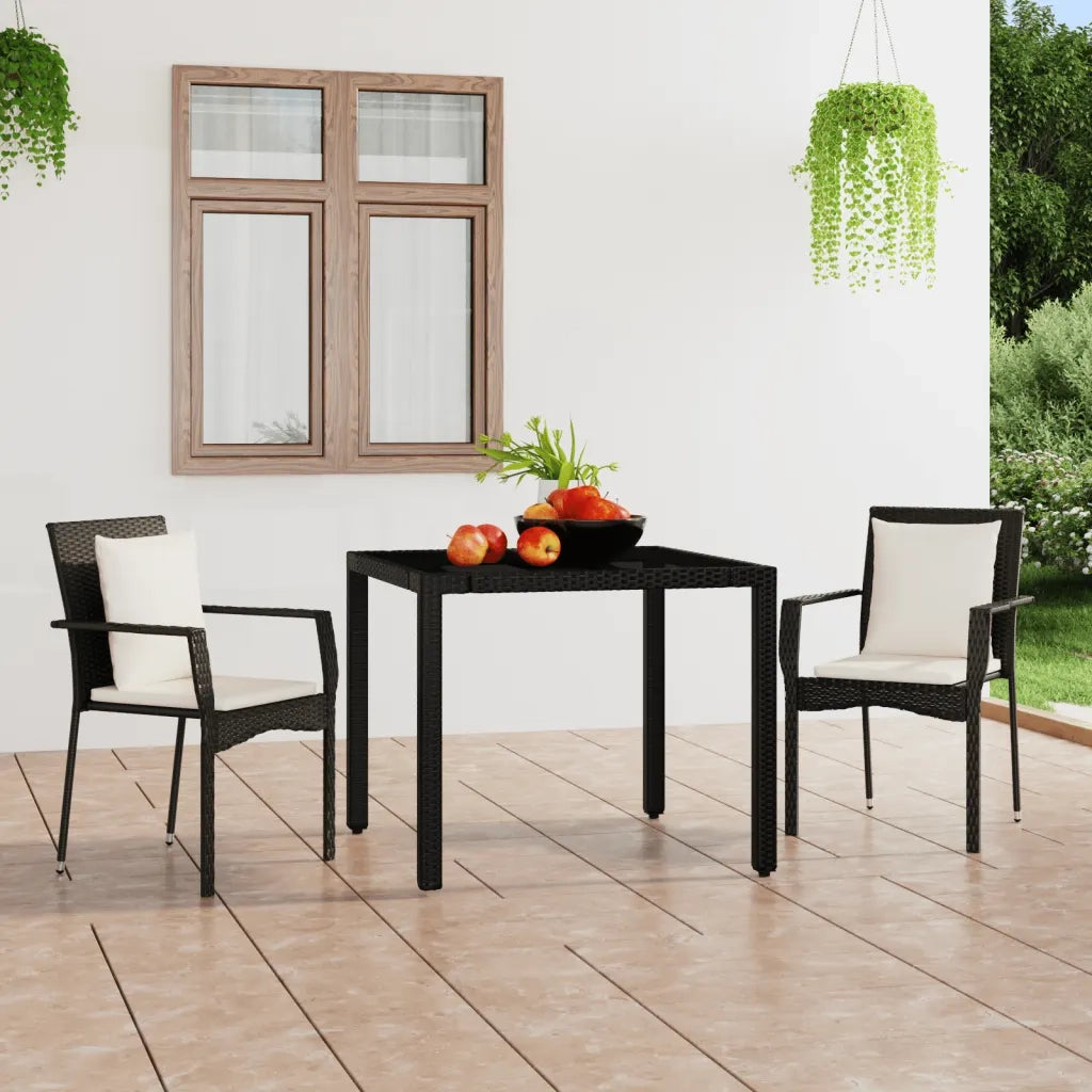 Sedie da Giardino con Cuscini 2 pz in Polyrattan Nere 319877