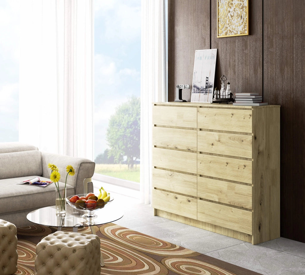 Cassettiera AKORD K140 Quercia Artisan 138 cm 10 cassetti 138x40x121 cm