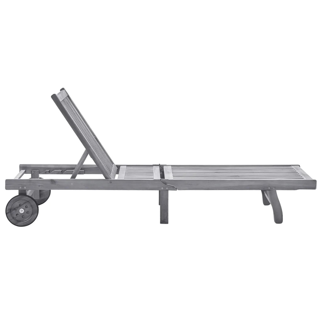 Sdraio da Giardino Grigia con Cuscino in Massello di Acacia cod mxl 11790