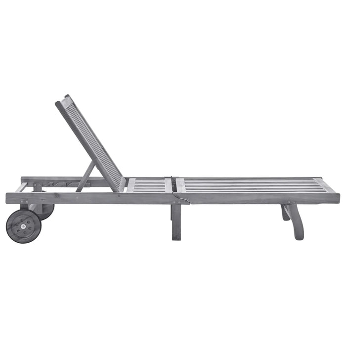 Sdraio da Giardino Grigia con Cuscino in Massello di Acacia cod mxl 11790