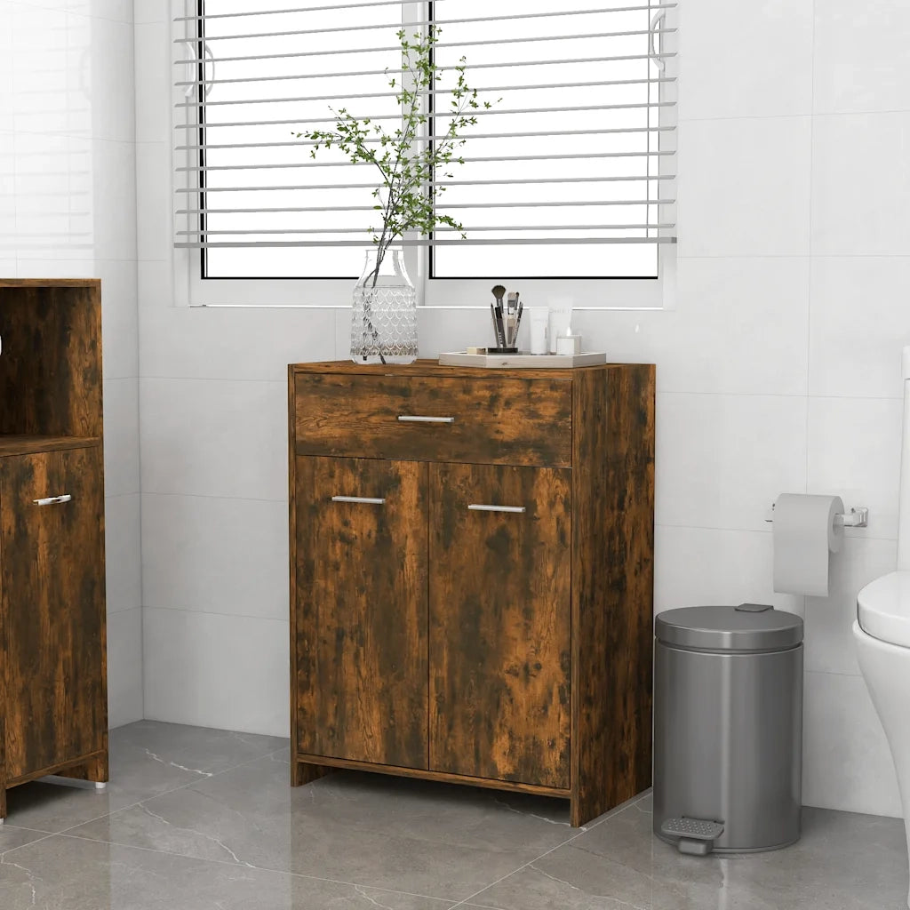 Armadietto Bagno | Armadio da bagno Rovere Fumo 60x33x80 cm Legno tecnico