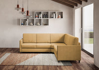 Divano Angolare 5 Posti 221x221x85 cm Karay in Tessuto Ocra