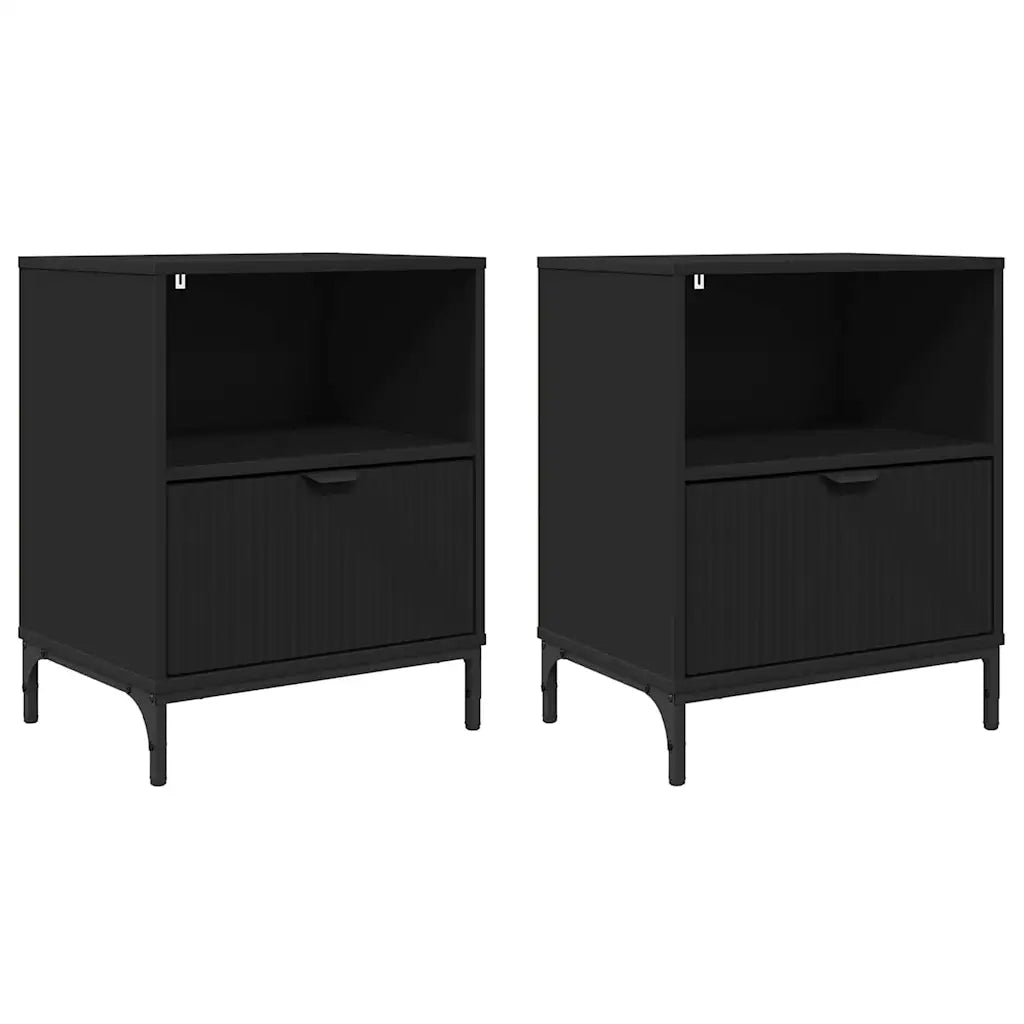 Armadio da Notte 2 pcs Nero 49 x 36 x 61 cm Legno multistrato