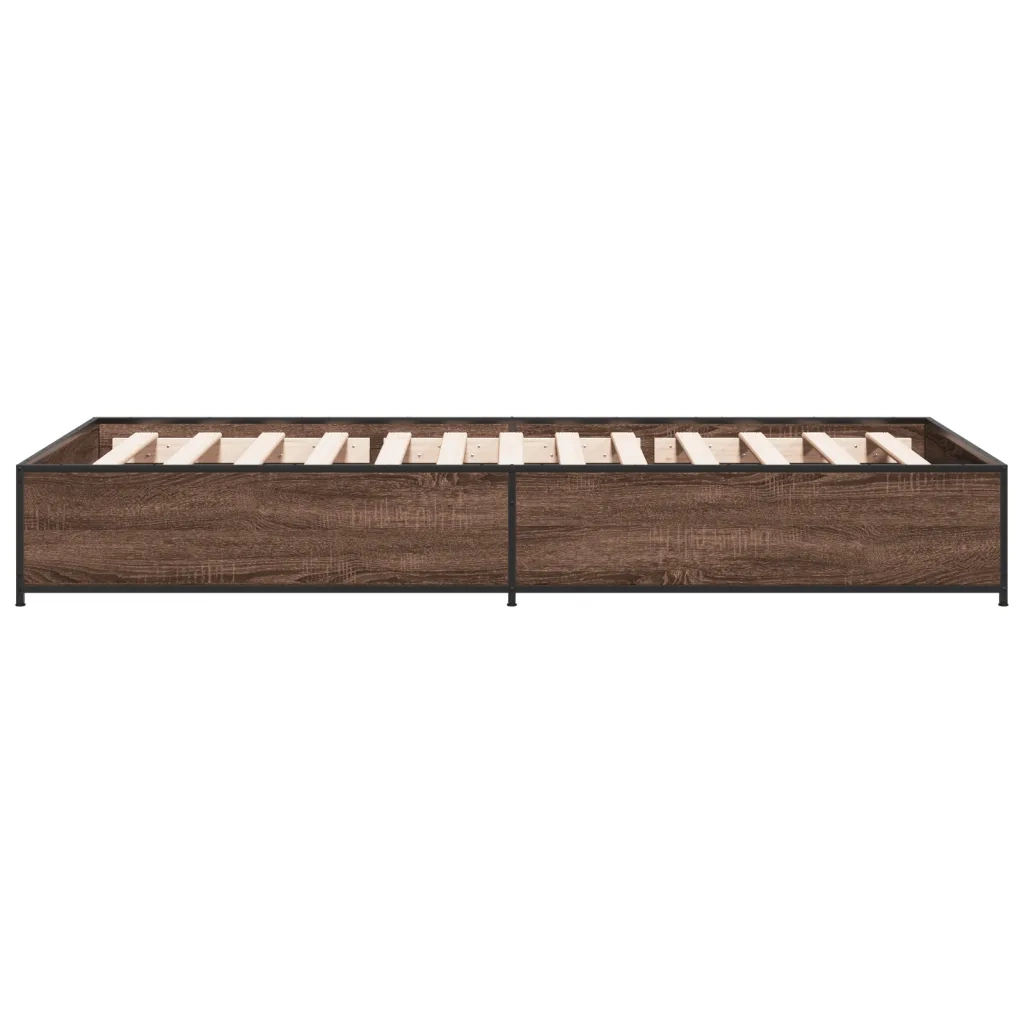 Letto singolo | Letto per adulti | Giroletto Rovere Marrone 90x190 cm Legno Multistrato e Metallo
