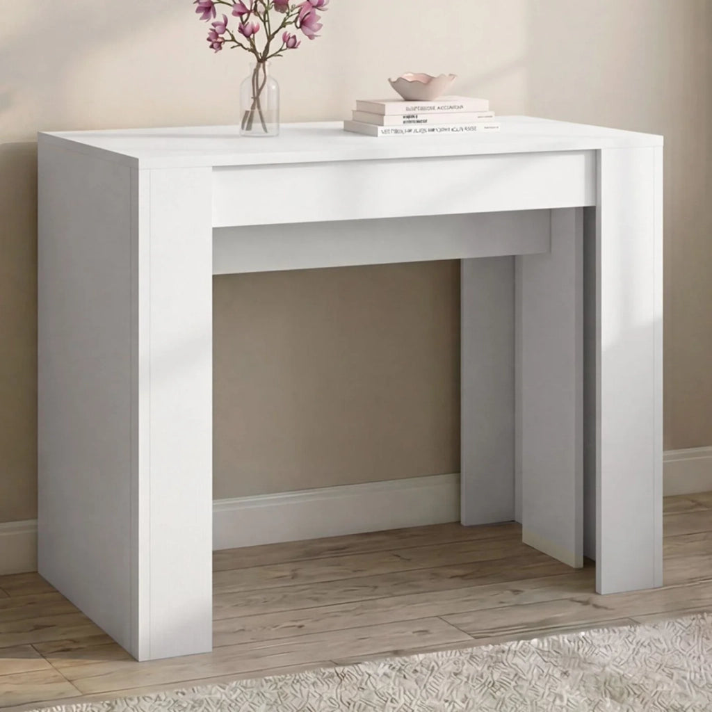 IDMarket - Tavolino allungabile ORLANDO per 6 persone, 140 cm, legno bianco