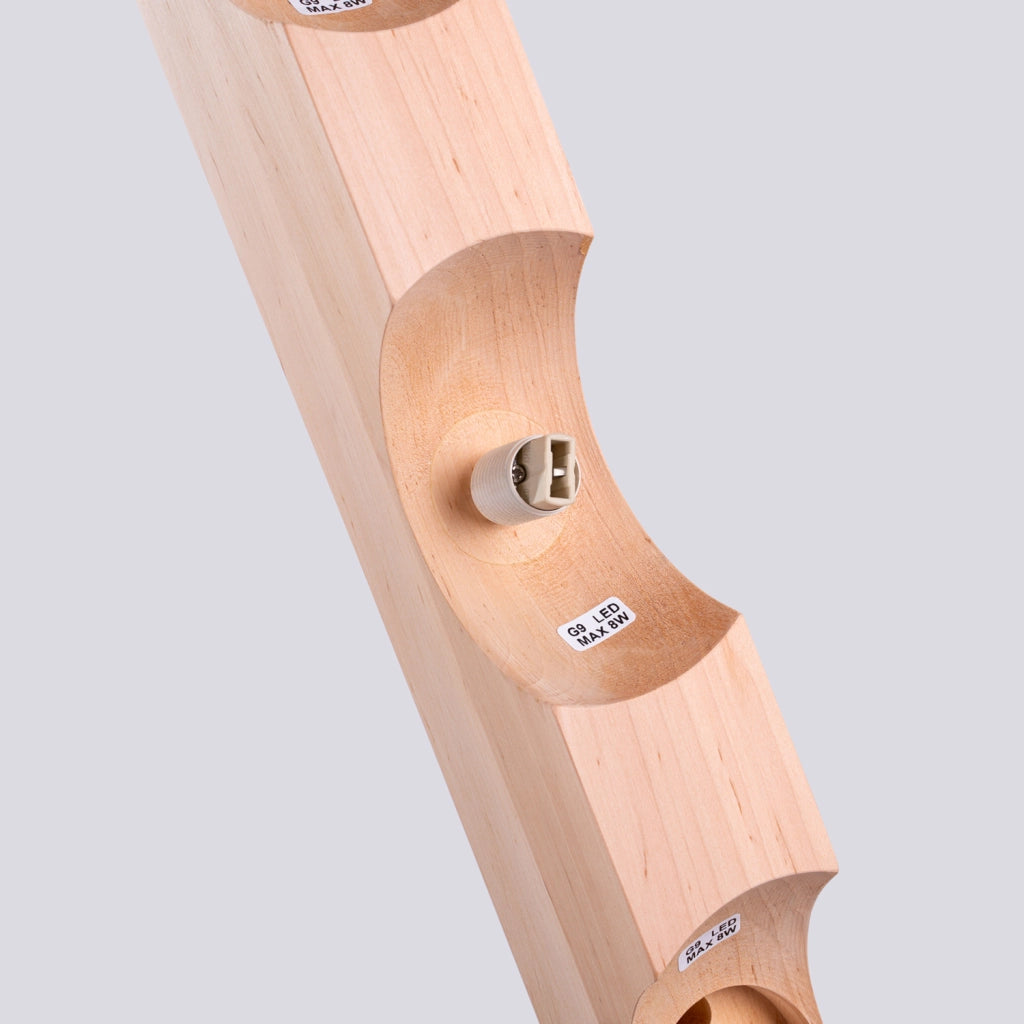 Lampada a sospensione BULBO Peach Puff a 4 luci in legno e vetro, design moderno