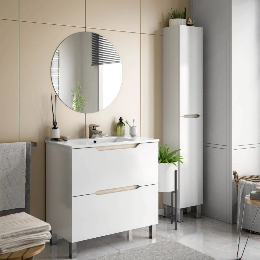 Trogir, Mobile Colonna 3 Ripiani, 30x25x182h cm Bianco Lucido