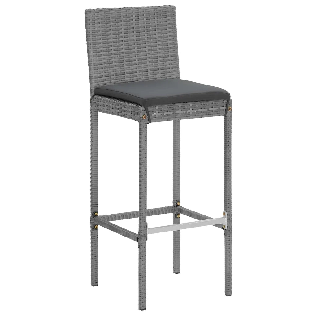 Set Bar da Giardino 5 pz con Cuscini in Polyrattan Grigio 3187626