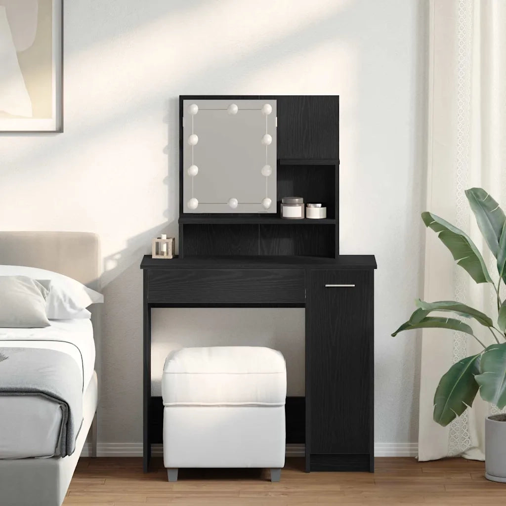 Tavolo da Trucco con cassetto Rovere Nero 86,5 x 35 x 136 cm CFW8291037