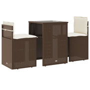 Set Bistr¨° 3 pz | Set Salotto da Giardino con Cuscini Marrone in Polyrattan