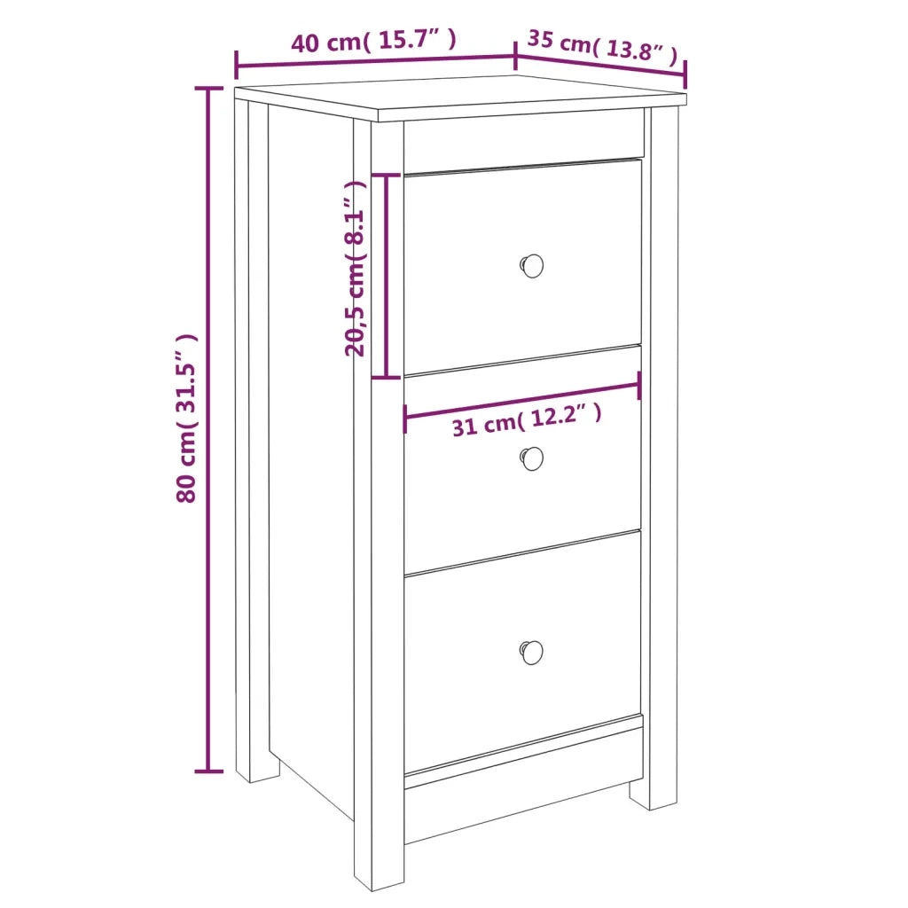 Credenze 2 pz Nere 40x35x80 cm in Legno Massello di Pino 813748