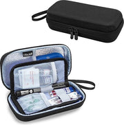 Cofano portatile per raffreddamento dell'insulina con 2 sacchetti di ghiaccio, cofano portatile per insulina e dispositivi per diabete, nero