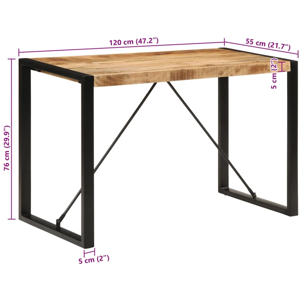vidaXL Tavolo da Pranzo 120x55x76 cm in Legno Massello di Mango Grezzo