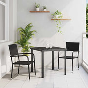 Set da Pranzo per Giardino con cuscino 3 pcs Nero polyrattan