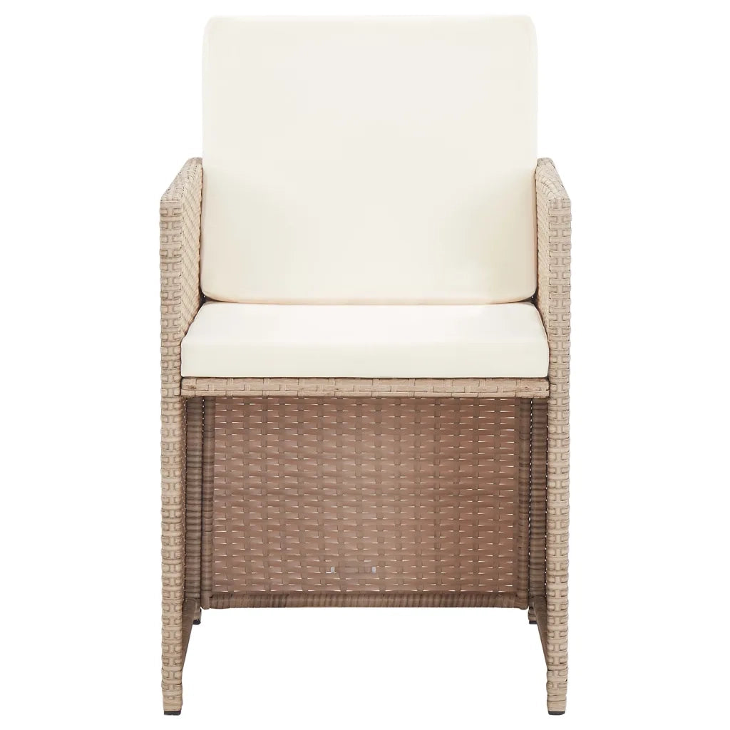 Set da Pranzo da Giardino 15 pz con Cuscini in Polyrattan Beige