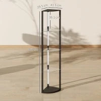 Lampada da Terra con 5 Ripiani e Luce LED, 3 Livelli di Luminosità e Interruttore a Pedale, Nero