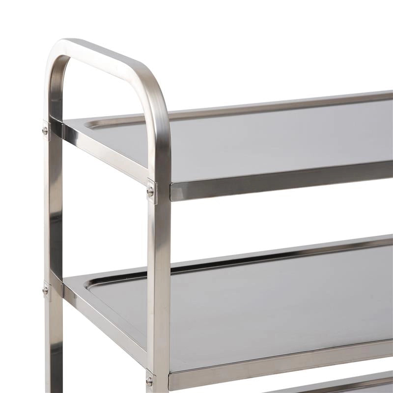 CARRELLO CUCINA PORTAVIVANDE CON RUOTE SCAFFALE CUCINA 3 RIPIANI IN ACCIAIO INOX 85X45X90CM