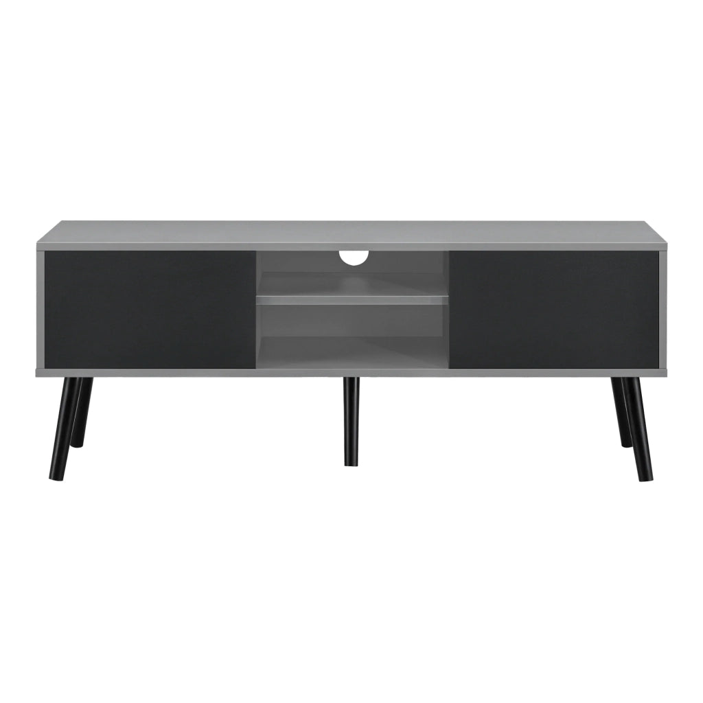 Mobile porta TV di design con supporto TV da 120 cm pannello truciolare rivestito in melaminico nero e grigio chiaro 03_0005866
