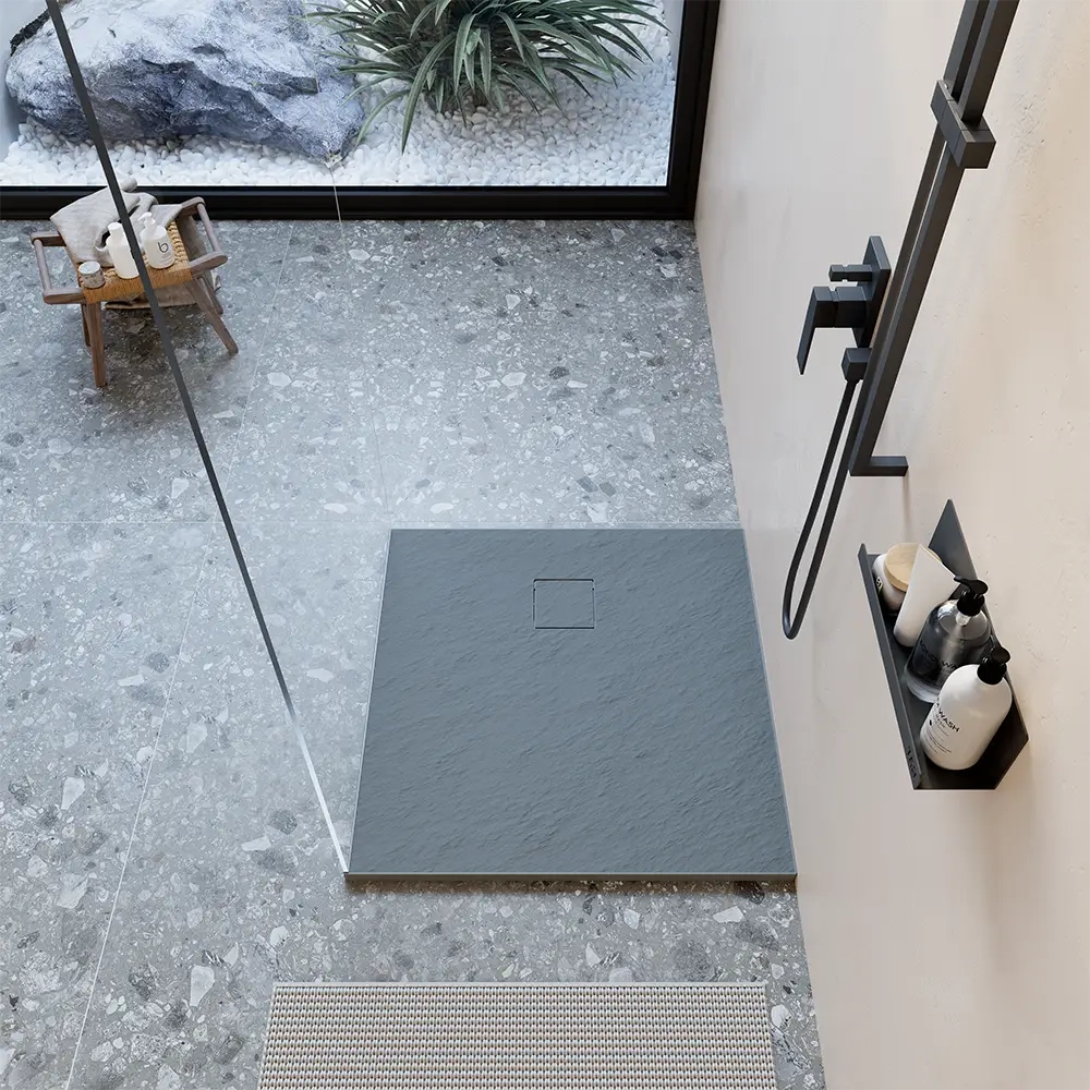 Piatto doccia 80x80 cm colore grigio effetto pietra | Samos
