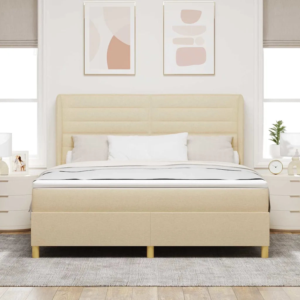 Letto a molle con materasso Crema 200 x 180 cm Tessuto 3340709